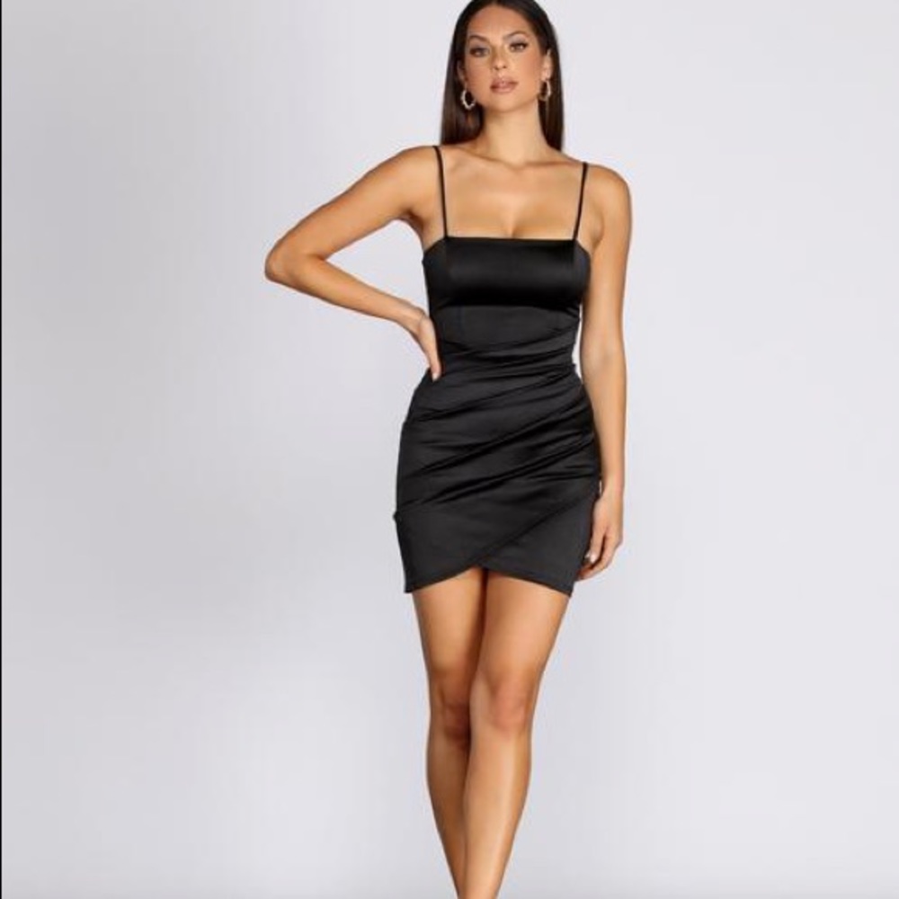 WRAPPED IN STYLISH SATIN MINI DRESS